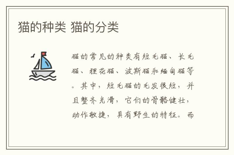 貓的種類 貓的分類