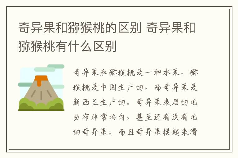 奇異果和獼猴桃的區別 奇異果和獼猴桃有什么區別