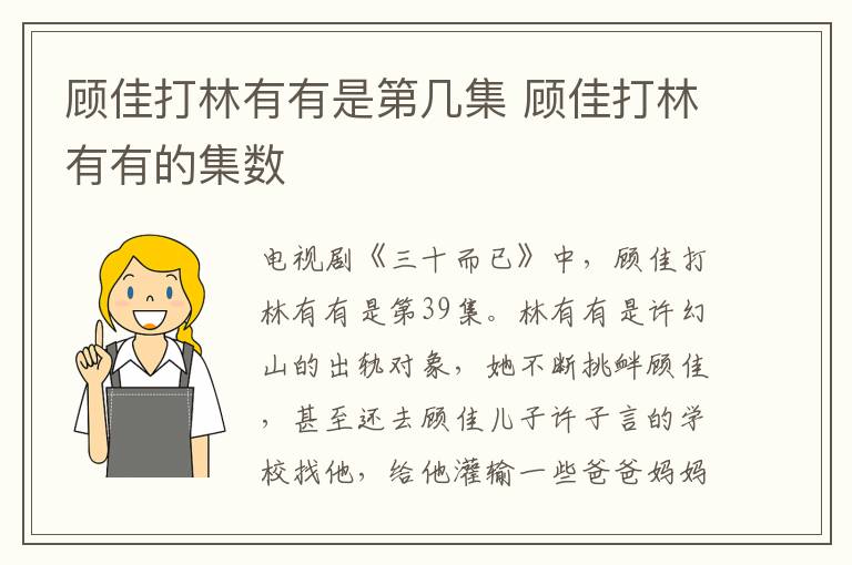 顧佳打林有有是第幾集 顧佳打林有有的集數